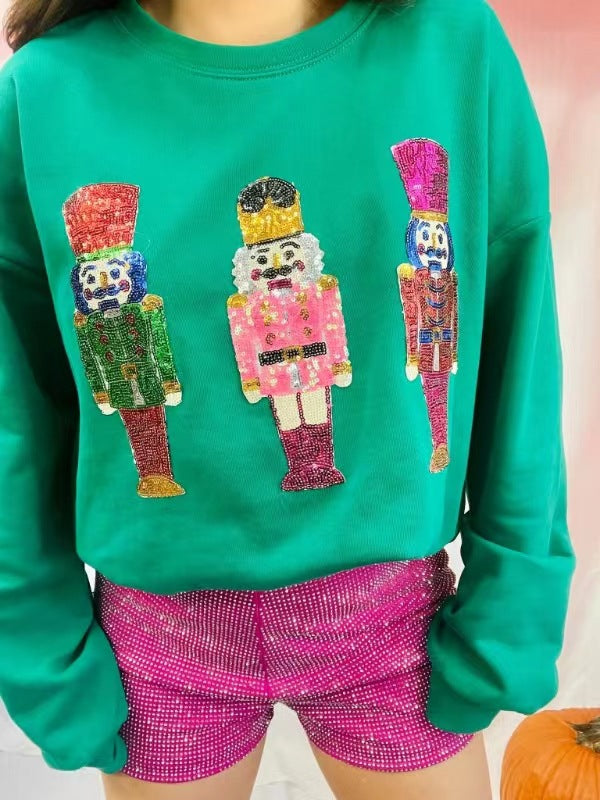 Women's Casual All-matching Printed Autumn And Winter Round Neck Sweater