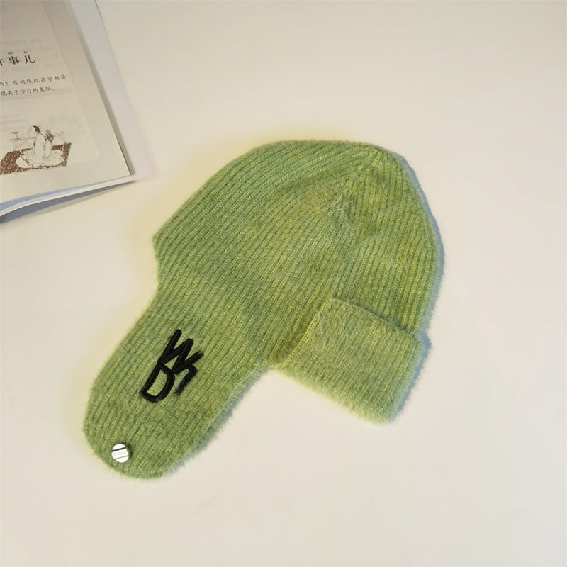 Knitted Wool Thickened Ear Protection Hat Cold And Windproof Pullover