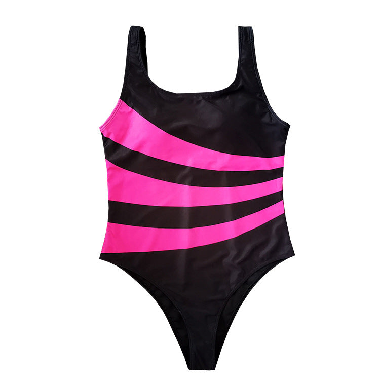 Plus Size Ladies One-piece Striped Swimsuit Bikini