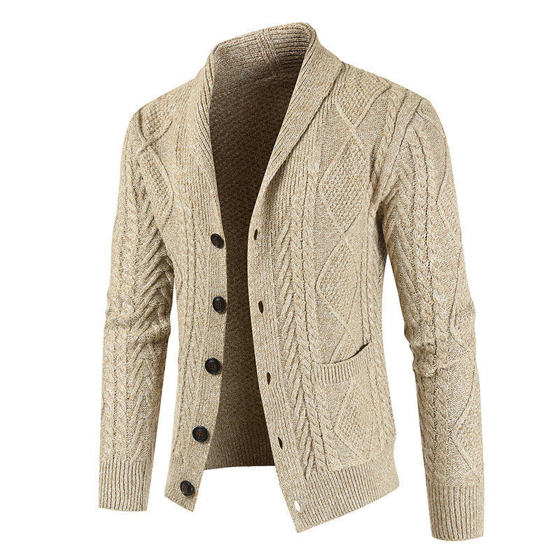 Fashionable Loose-knit Thickened Men's Sweater Coat