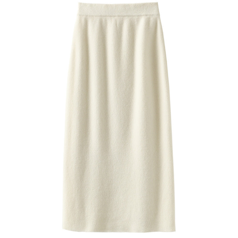 Dame Uld Fire-flade Tyk Nederdel Efterår og Vinter Cashmere Strikket Kjole Slankende Nederdel Lige
