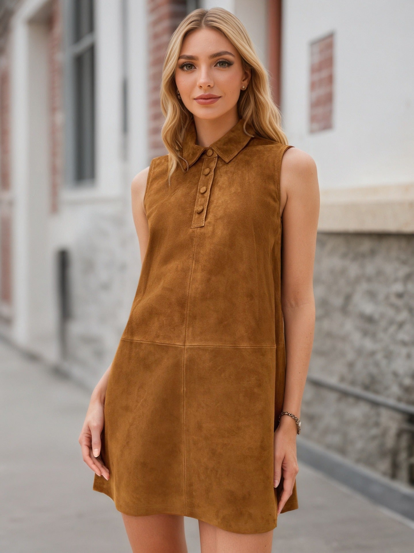 New Shirt-collar Vest Dress For Niche Styles