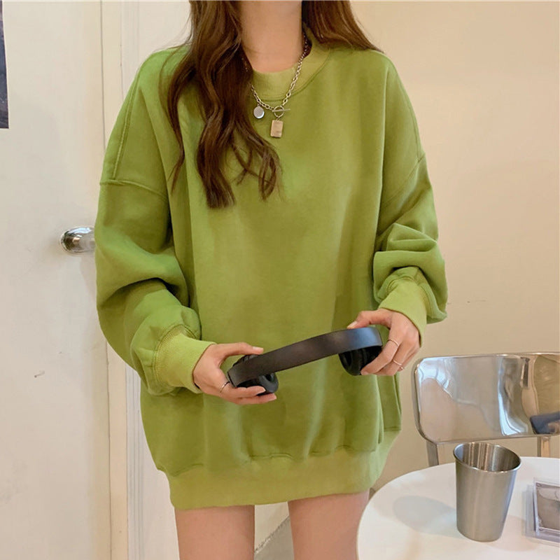 Dame Sweater i Ensfarvet med Pelsdetaljer