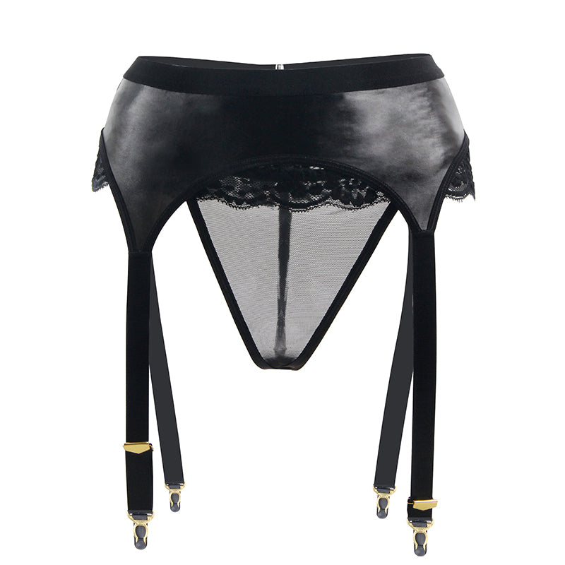 European And American Leather Lace Buttoned Panties