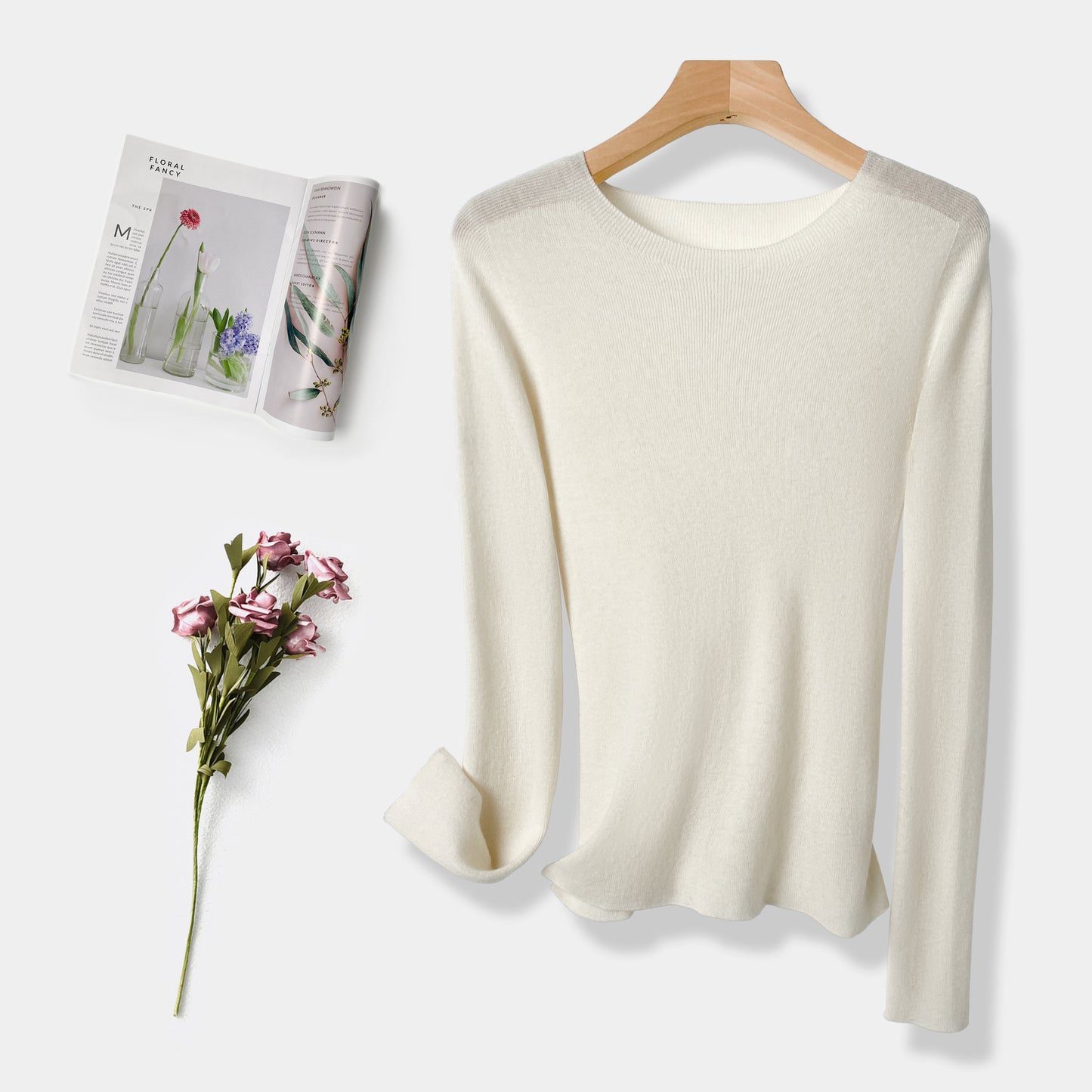 Machine Washable 60 Seamless Bottoming Shirt Round Neck Wool Sweater For Women