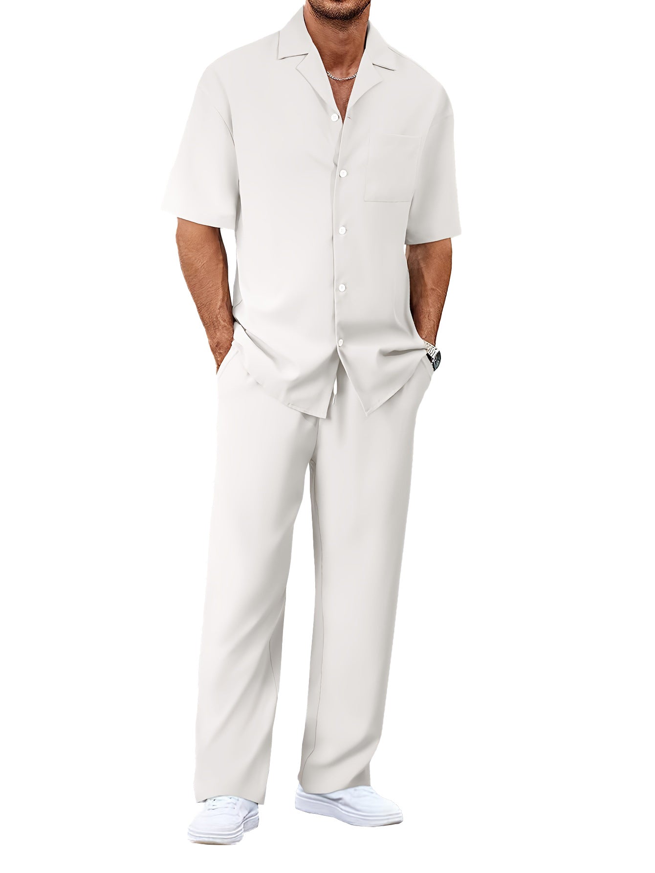 Lapel Short-sleeved Trousers Trendy Men's Clothing Suit