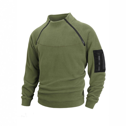 Stand Collar Long Sleeve Pullover Leisure Coral Fleece Coat Men