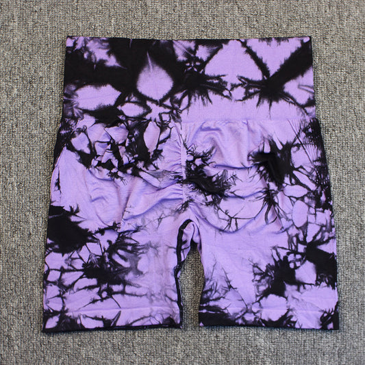 Sømløse Tie-dye Yoga High Waist Stramme Højelastiske Shorts