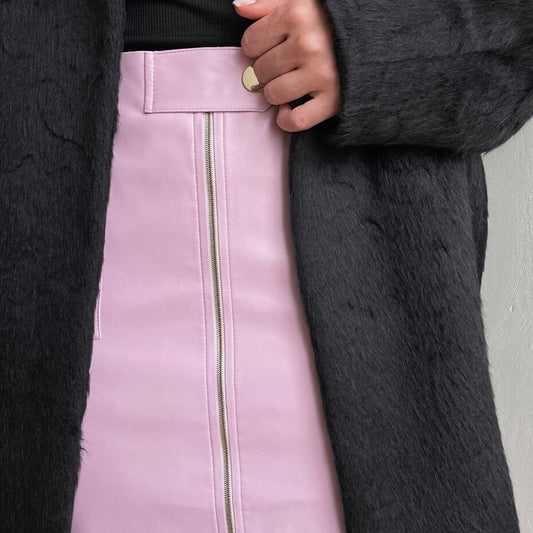 Autumn Winter Retro Matte Casual Leather Split Skirt