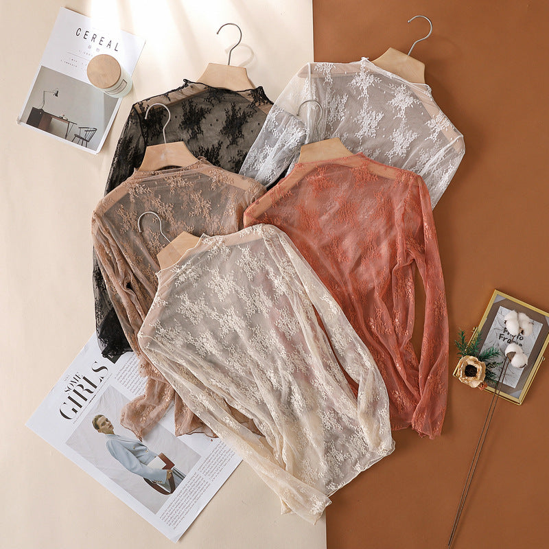 Women's Tight-fitting Long-sleeve Mesh Top