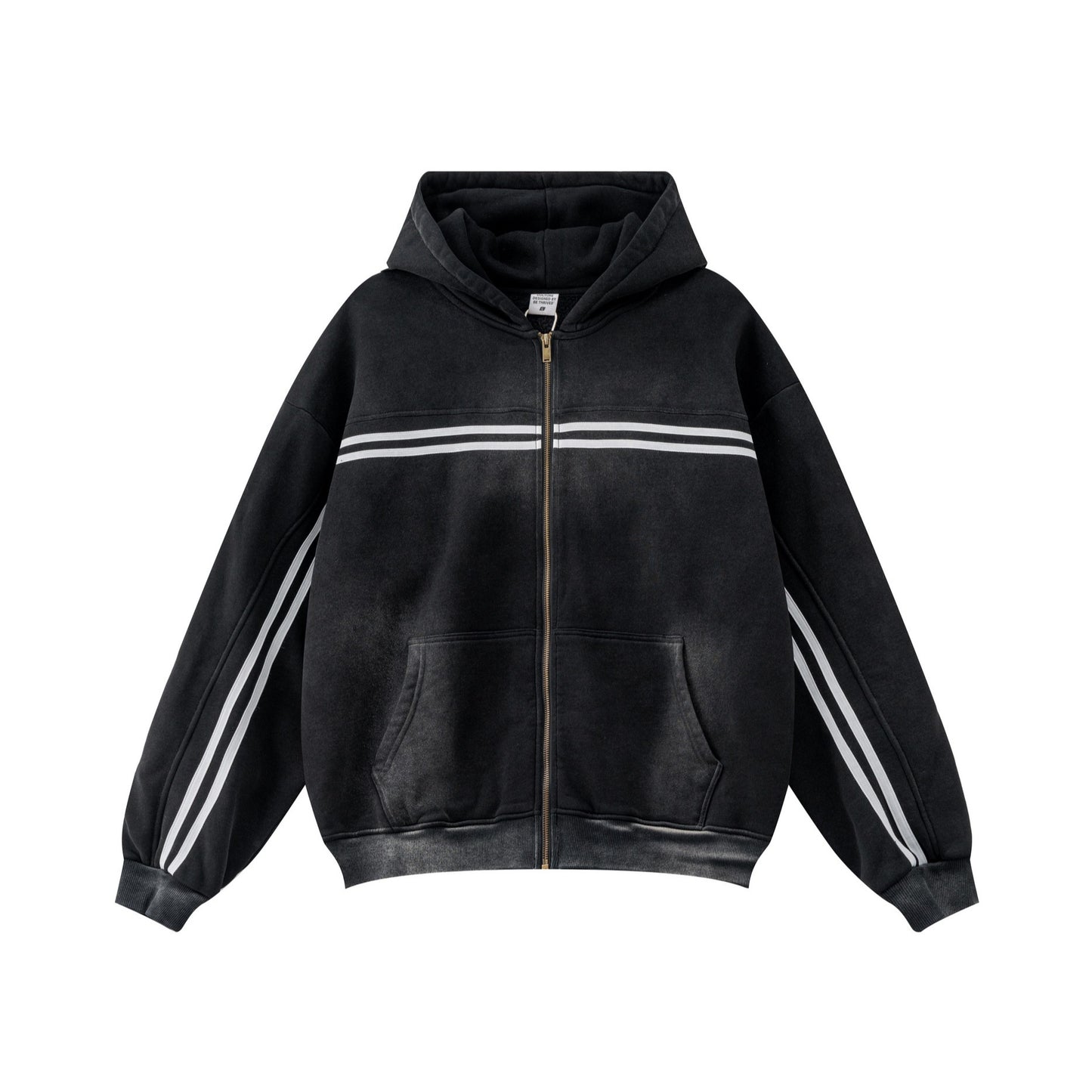 Men's Ribbon Zipper Hooded Sweatshirt