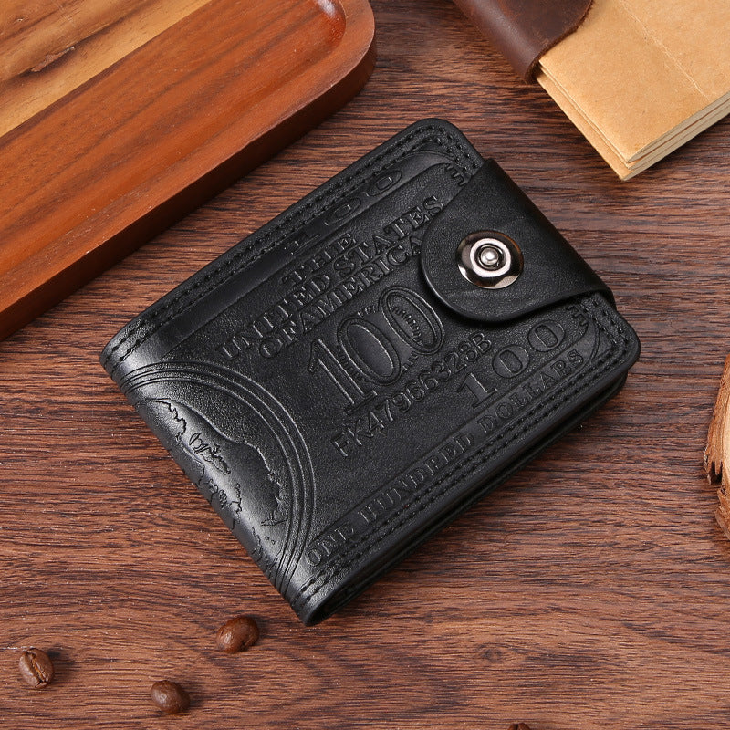 Personalized Dollar Wallet Men's Two-fold Buckle Multiple Card Slots Wallet Purse