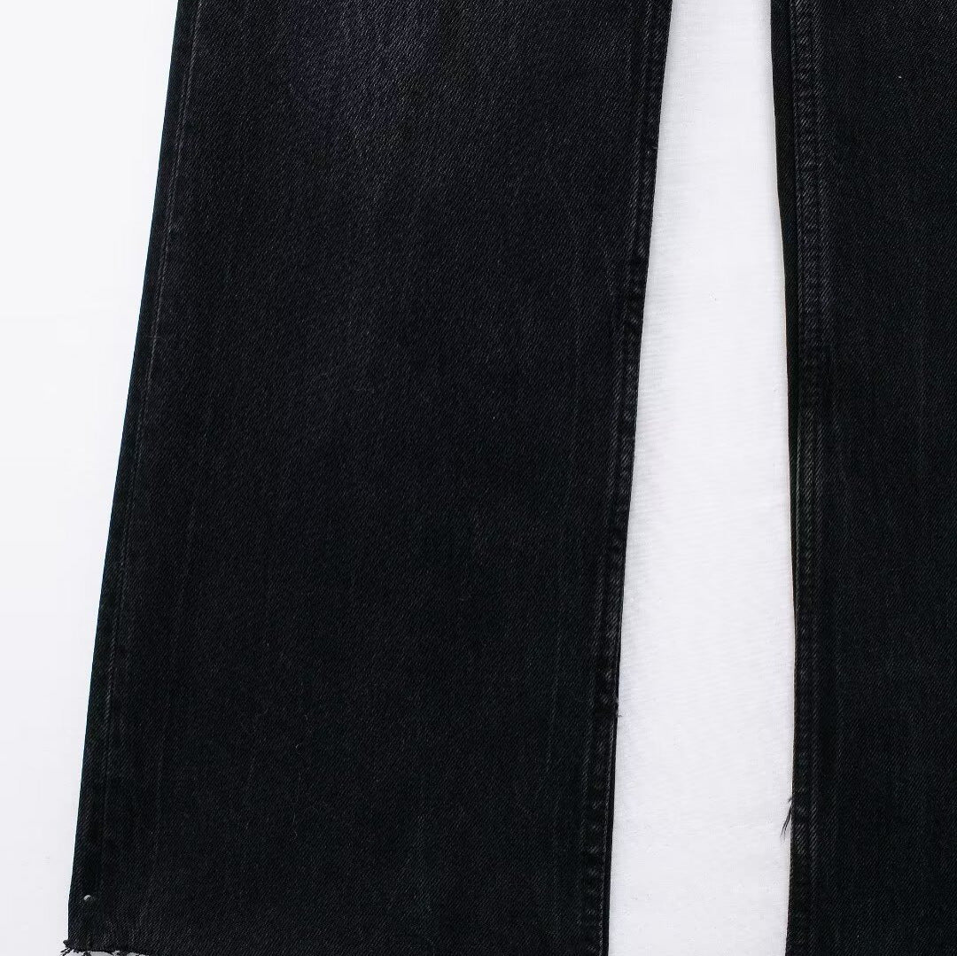 Fashion Casual High Waist Straight Wide Leg Denim Trousers For Women