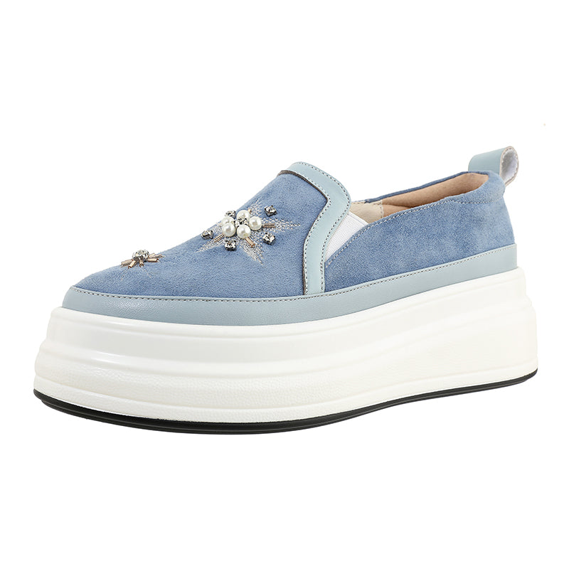 Women's Genuine Leather One-foot Platform Platform Shoes