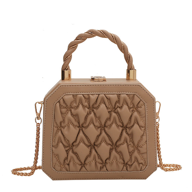 Fashion PU Stereotyped Small Square Bag Korean Style Temperament Chain