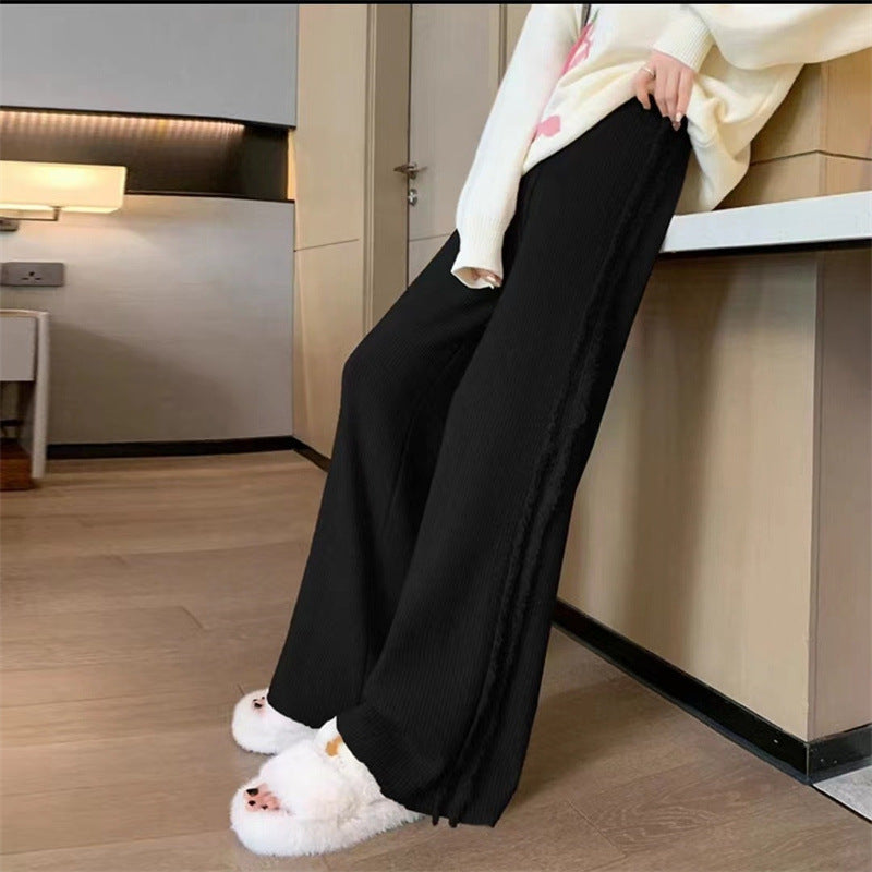 Women's Side Tassel Knitted Wide-leg Pants