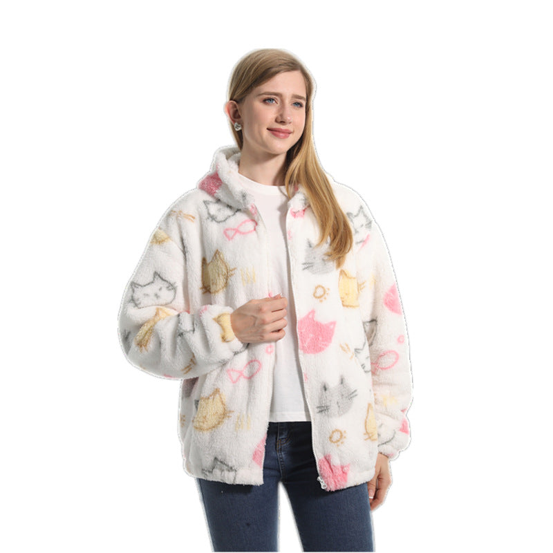 Fleece-lined Thickened Hooded Jacket