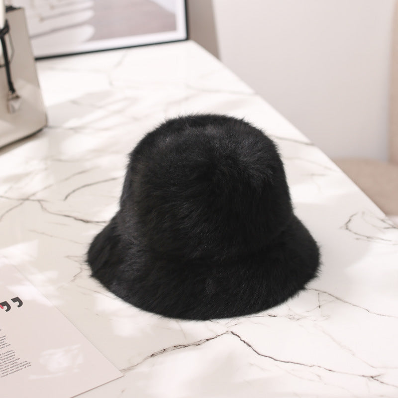 Rabbit Fur Sweet Plush Warm Bucket Hat
