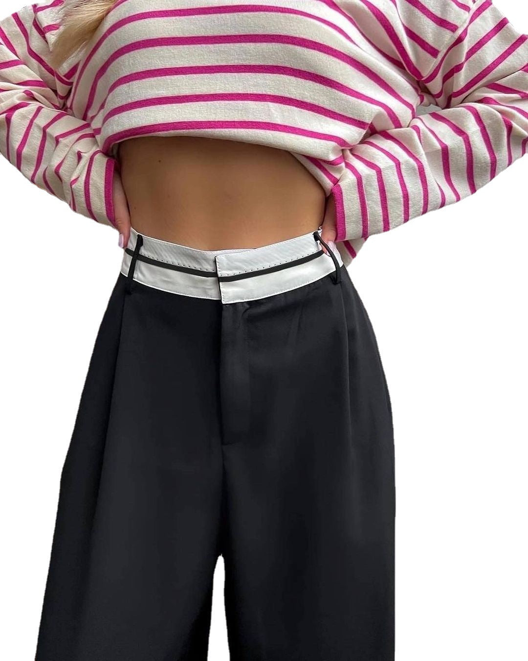 Women's Solid Color Fashion Slimming Casual Mopping Suit Pants