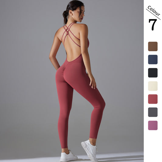 Hip Lifting Yoga Clothes Quick-drying Tight Sports Fitness Jumpsuit