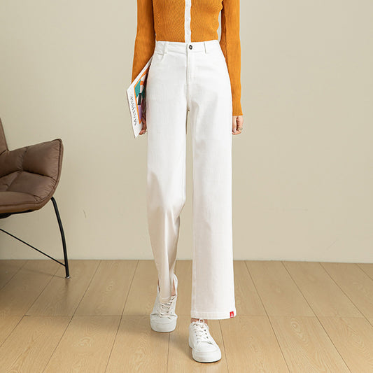 Women's High Waist Loose White Wide Leg Jeans