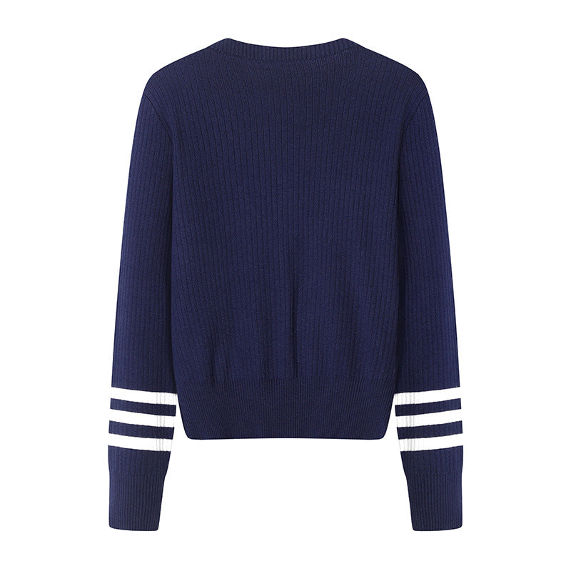 New Preppy Style Age Reduction Fake Two-piece Knitted Women's Sweater