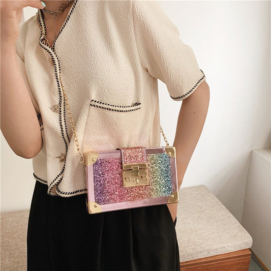 Personalized Gradient Color Sequins Ladies Chain Pouch