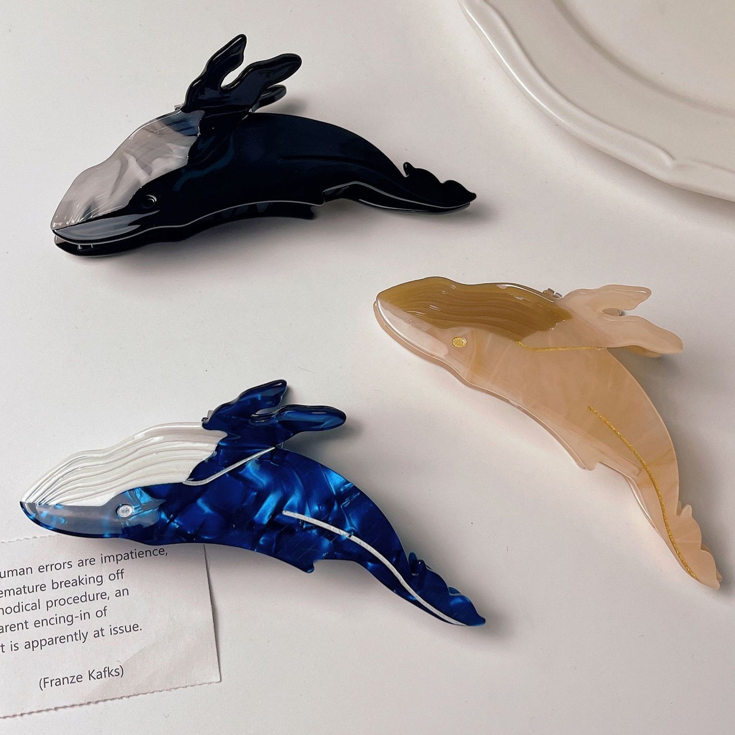 Shark Personality Acetate Blue Whale Hair Clip