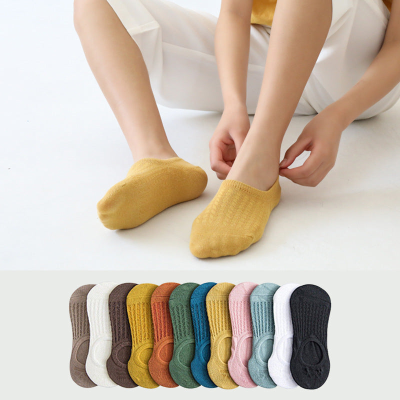 Women's Solid Color Mesh Invisible Socks