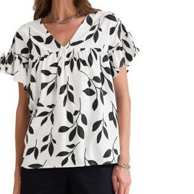 Linen Direct-to-garment Printed Casual Short-sleeve Top