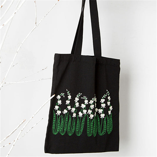Students Fashion Simple Embroidery Canvas Bag