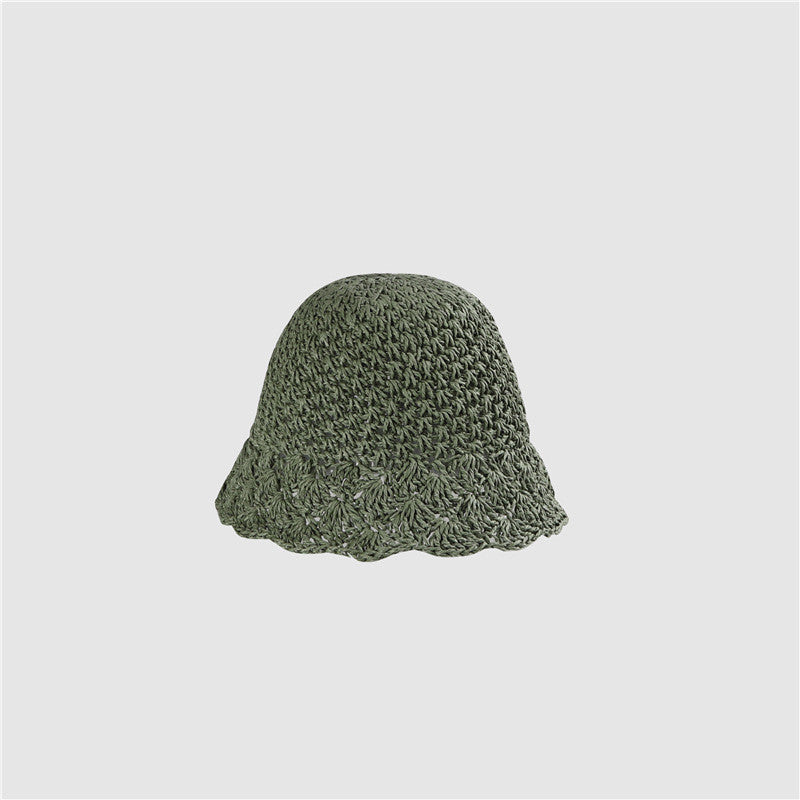 Summer Sun Protection Lace Straw Bucket Hat