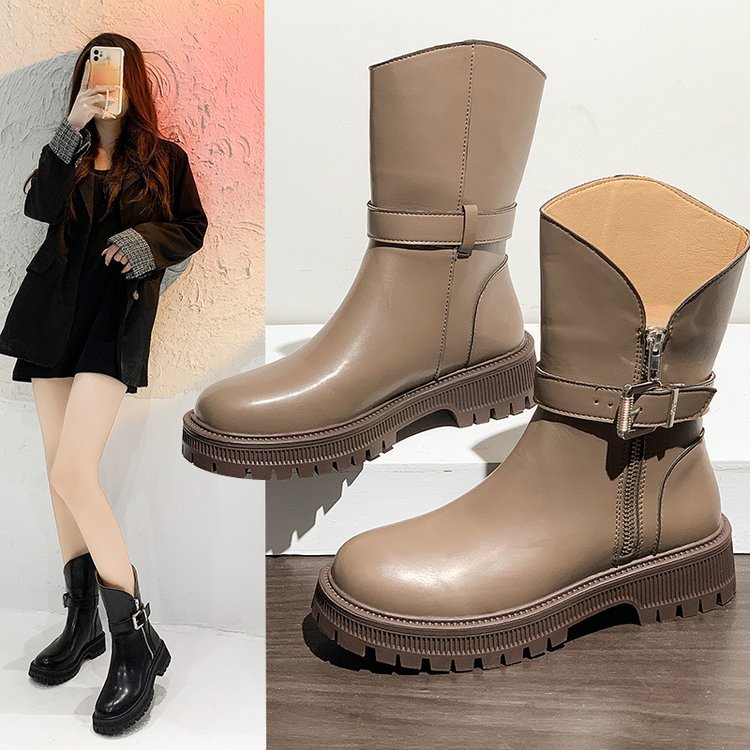 Women's Thick Soled Martin Boots High Side Zipper