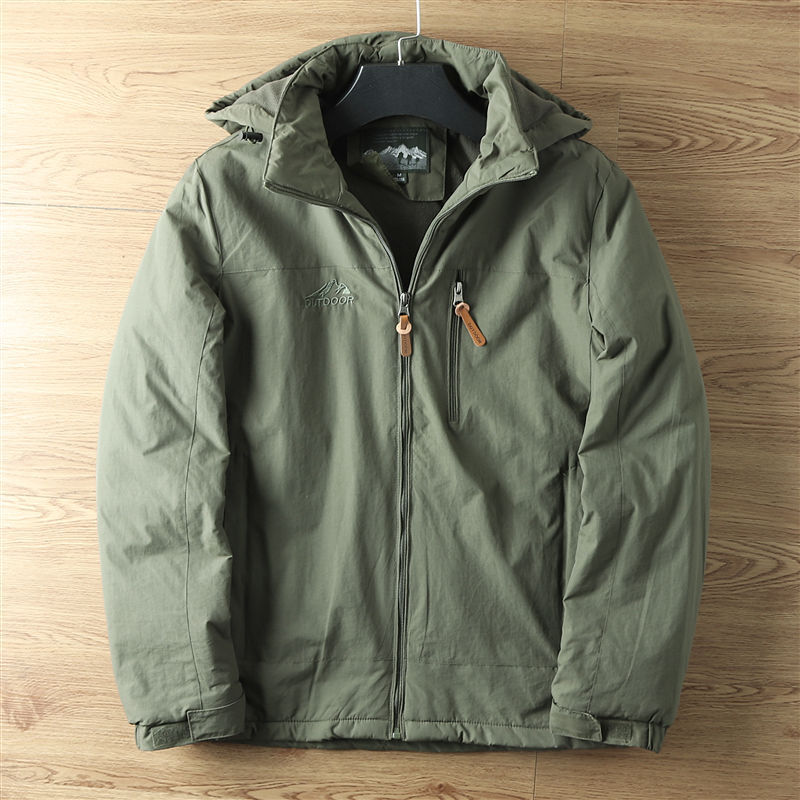 Men's Outdoor Casual Fleece And Thick Workwear Shell Jacket Jacket Tide