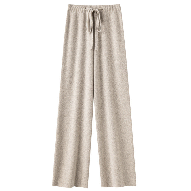Pure Wool Wide-leg Pants Mid-waist Drooping Slimming Casual