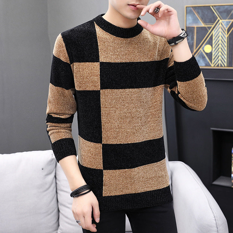 Sweater Men's Round Neck Sweater Korean Style Slim Trend To Keep Warm