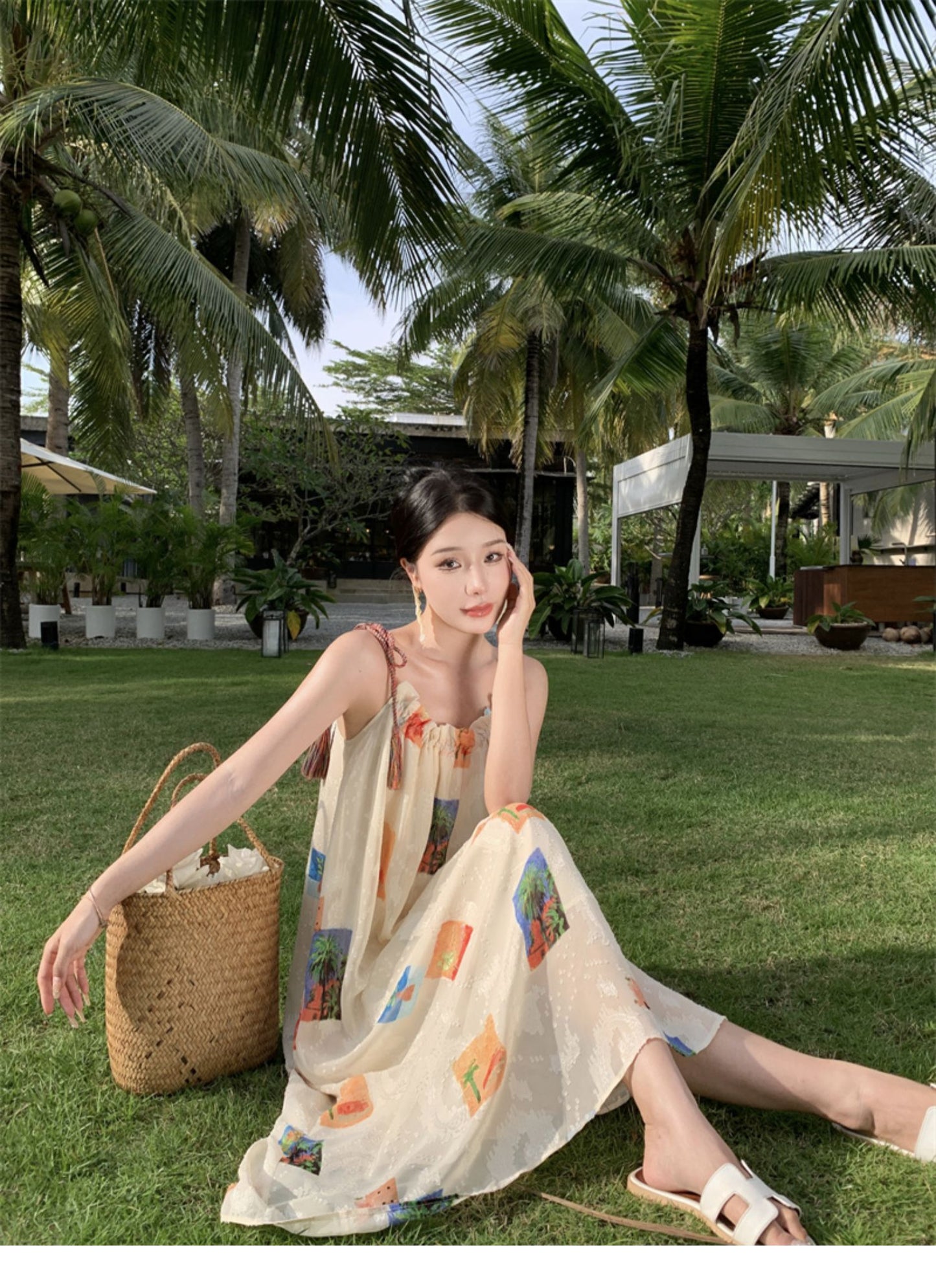 Beach Vacation Flower Strap Dress Girl