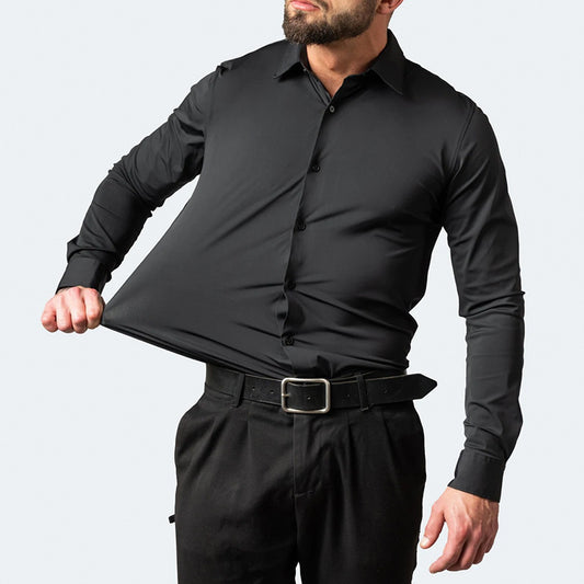 Koreansk Slim-fit Ensfarvet Skjorte Herreskjorte