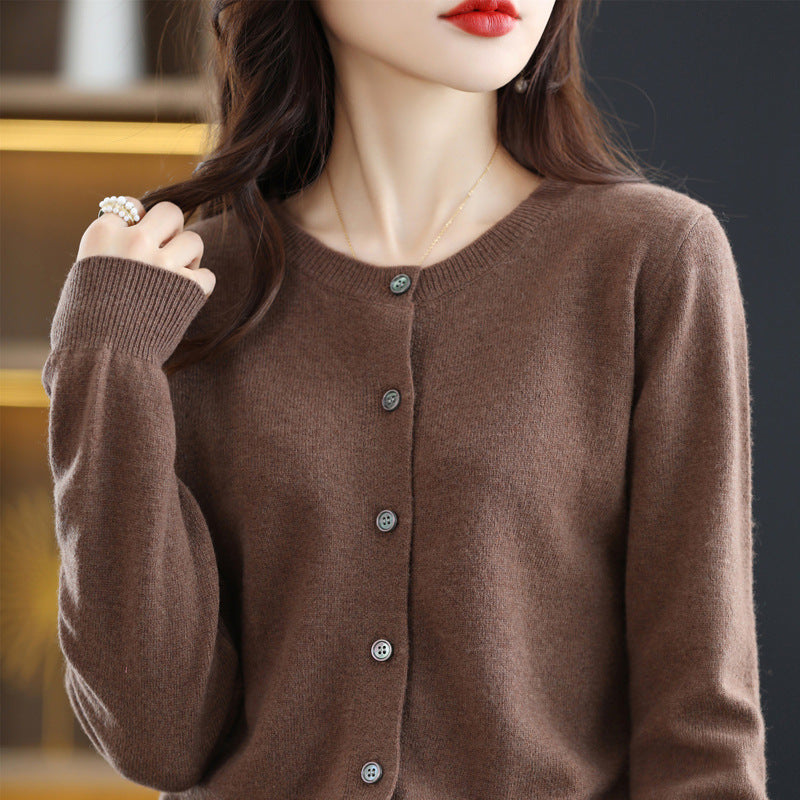 New Womens Short Long-sleeved Knitted Cardigan Sweater