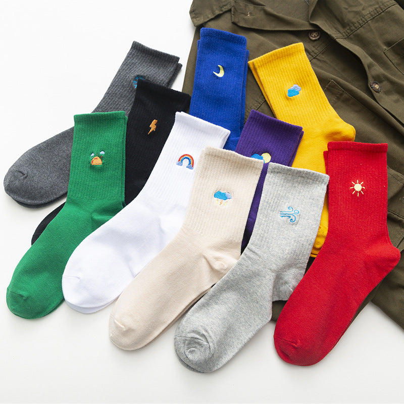 Cartoon embroidered weather tube socks