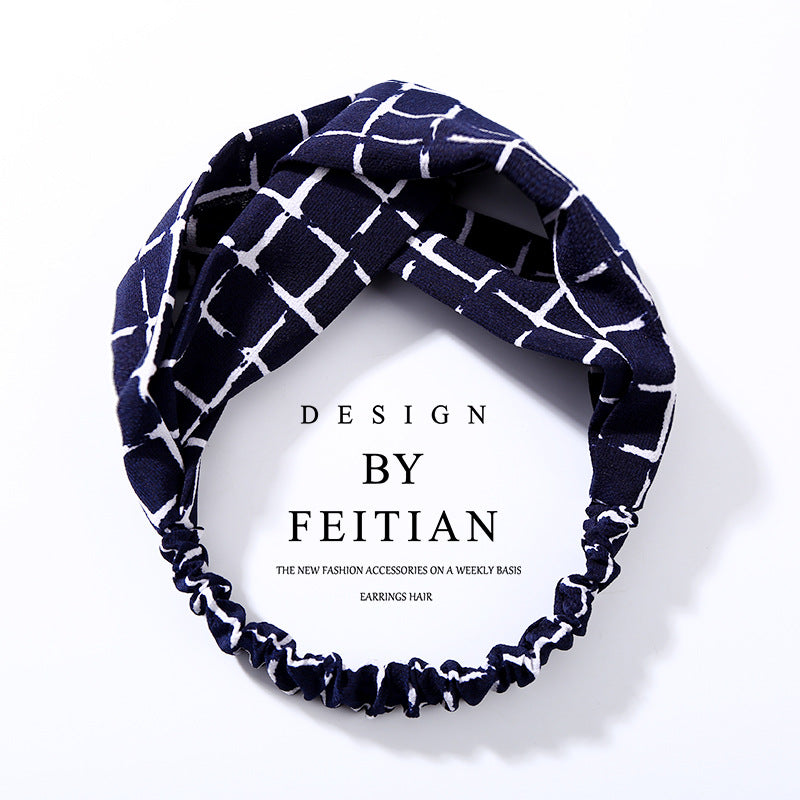 Fabric cross-knotted bow chiffon floral headband