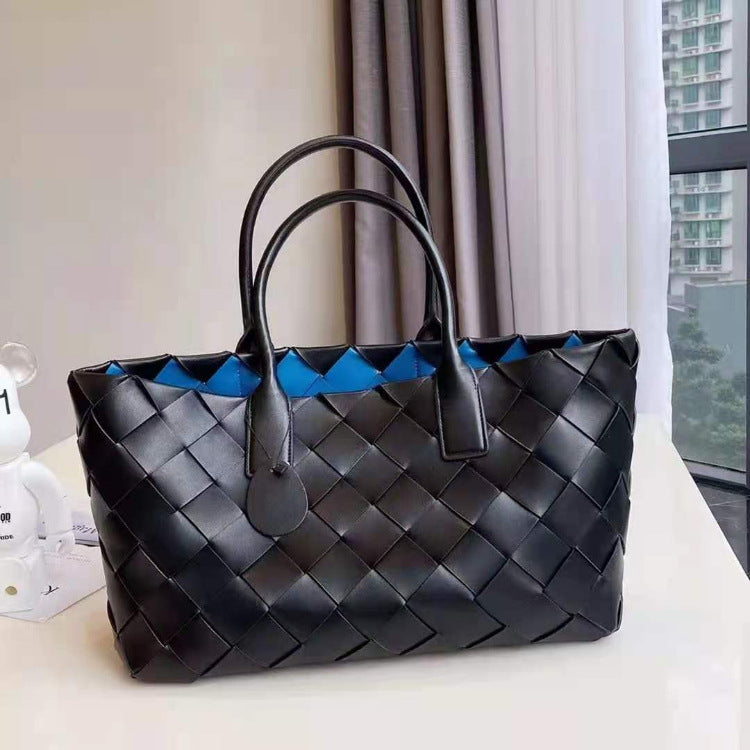 Women's Fashion Head Layer Cowhide Woven Handbag