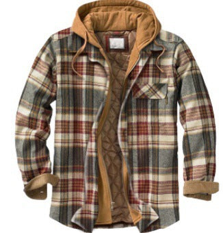 Leisure Hooded Jacket Off Two Lattice Coat