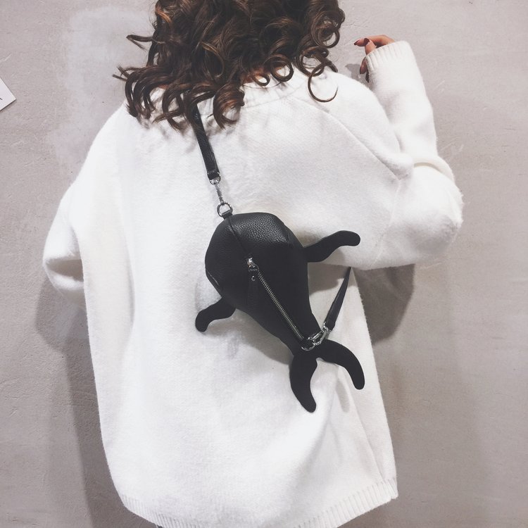 Fashion Creative Funny Personality Whale Pu Messenger Bag