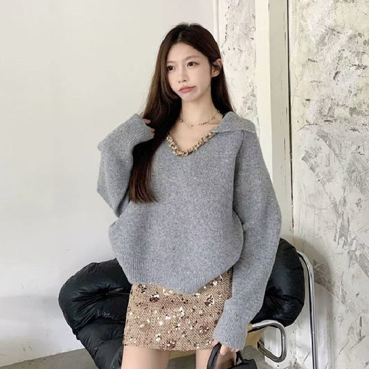 Women's New Retro Loose Slim-fit Knitted Sweater