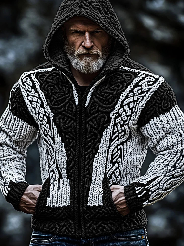 Mens Zippered Casual Printed Sweatshirt With No Pockets