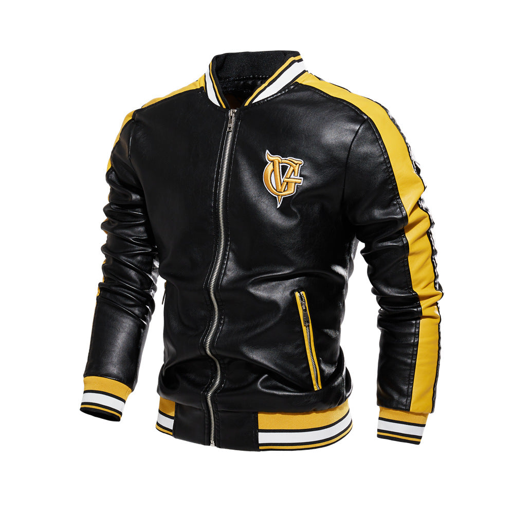 Men's pu coat British motorcycle leather jacket
