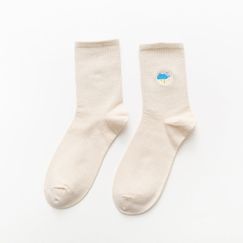 Cartoon embroidered weather tube socks