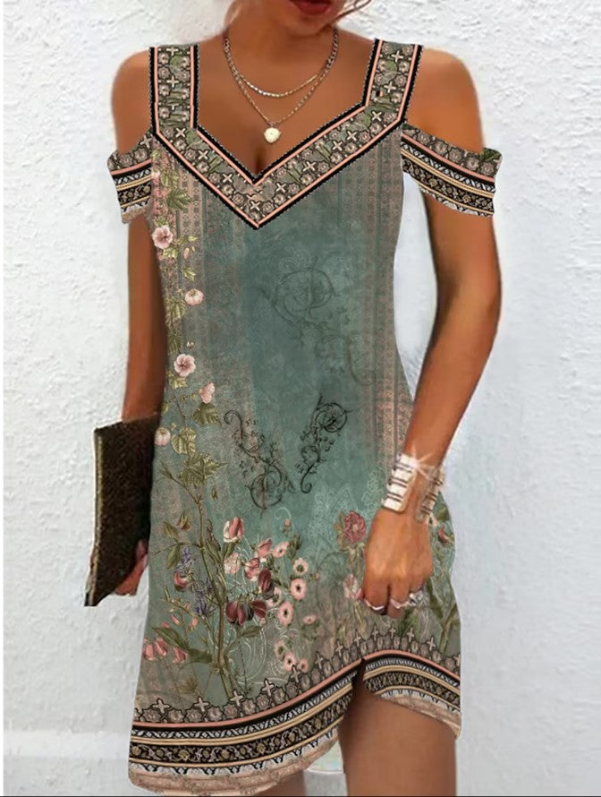 Women's Printed Slim Fitting Dress
