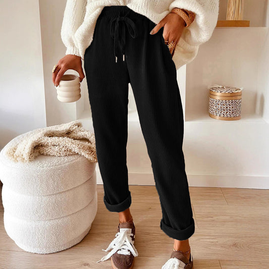 Women's Casual And Fashionable Solid-color Wide-leg Pants
